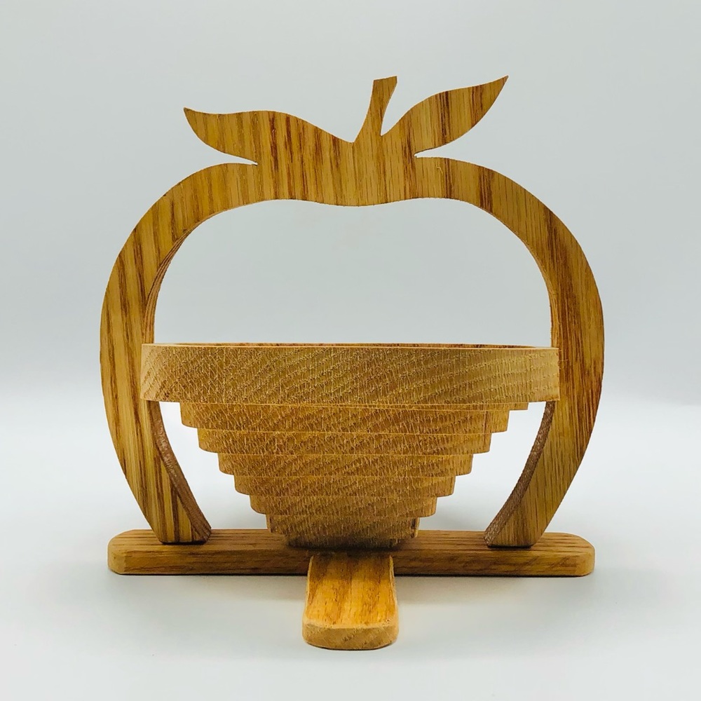 Wooden Collapsible Bowl in Apple Shape